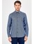 Erkek Mavi Desenli Slim Fit Uzun Kol Gömlek 1