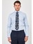 Erkek Açık Mavi Desenli Slim Fit Uzun Kol Gömlek 1
