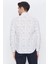 Erkek Beyaz-Gri Desenli Slim Fit Uzun Kol Gömlek 4
