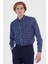Erkek Lacivert Kareli Ekose Slim Fit Uzun Kol Gömlek 3
