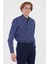 Erkek Lacivert Kareli Ekose Slim Fit Uzun Kol Gömlek 4