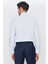 Erkek Açık Mavi-Beyaz Çizgili Slim Fit Uzun Kol Gömlek 4