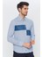 Erkek Mavi-Beyaz Çizgili Slim Fit Uzun Kol Gömlek 3