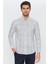 Erkek Beyaz-Yeşil Çizgili Slim Fit Uzun Kol Gömlek 1