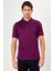 Erkek Koyu Mor Jakarlı Kısa Kol Polo Yaka T-Shirt 1