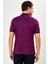Erkek Koyu Mor Jakarlı Kısa Kol Polo Yaka T-Shirt 2