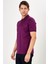 Erkek Koyu Mor Jakarlı Kısa Kol Polo Yaka T-Shirt 3