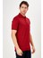 Erkek Bordo Jakarlı Kısa Kol Polo Yaka T-Shirt 3