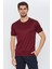 Erkek Bordo Jakarlı Kısa Kol Bisiklet Yaka T-Shirt 1
