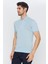 Erkek Açık Mavi Düz Kısa Kol Polo Yaka T-Shirt 2