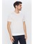 Erkek Beyaz Düz Kısa Kol Bisiklet Yaka T-Shirt 3