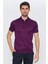 Erkek Koyu Mor Jakarlı Kısa Kol Polo Yaka T-Shirt 1