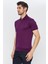 Erkek Koyu Mor Jakarlı Kısa Kol Polo Yaka T-Shirt 2