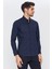 Erkek Lacivert Düz Slim Fit Uzun Kol Gömlek 3