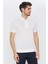 Erkek Beyaz Düz Kısa Kol Polo Yaka T-Shirt 3