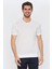 Erkek Beyaz Düz Kısa Kol Bisiklet Yaka T-Shirt 1