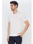 Erkek Beyaz Düz Kısa Kol Bisiklet Yaka T-Shirt 2