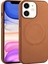 Apple iPhone 11 Kılıf Pu Deri Wireless Tacsafe Derix Sert Kapak Kahverengi Koyu 1