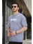 Basic Kabartma Baskılı Pamuklu Bisiklet Yaka Oversize Erkek Tshirt 1