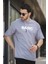 Basic Kabartma Baskılı Pamuklu Bisiklet Yaka Oversize Erkek Tshirt 2