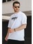 Basic Kabartma Baskılı Pamuklu Bisiklet Yaka Oversize Erkek Tshirt 1