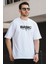 Basic Kabartma Baskılı Pamuklu Bisiklet Yaka Oversize Erkek Tshirt 2