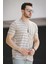 Nezza Çizgili Parçalı Eteği Oval Slim Fit Likralı Erkek Tshirt 2
