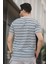 Nezza Çizgili Parçalı Eteği Oval Slim Fit Likralı Erkek Tshirt 4