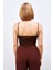 Ip Askılı Saten Crop Bluz - Kahve 4