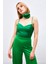 Ip Askılı Saten Crop Bluz - Yeşil 1