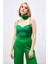 Ip Askılı Saten Crop Bluz - Yeşil 3
