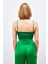 Ip Askılı Saten Crop Bluz - Yeşil 4