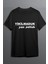 Yıkılmaduk Yan Yattuk Baskılı Pamuklu Likralı T-Shirt (Beyaz Yazılı Siyah 1