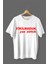 Yıkılmaduk Yan Yattuk Baskılı Pamuklu Likralı T-Shirt (Kırmızı Yazılı Beyaz 1