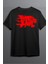 Kaplan Baskılı Pamuklu Likralı T-Shirt (Kırmızı Desenli Siyah 1