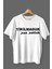 Yıkılmaduk Yan Yattuk Baskılı Pamuklu Likralı T-Shirt (Siyah Yazılı Beyaz 1