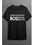 Bayiliysunuz Boş Konuşmaya Baskılı Pamuklu Likralı T-Shirt (Beyaz Yazılı Siyah 1