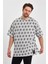 R-5732 Bisiklet Yaka Desenli Arma Detaylı Örme T-Shirt 3