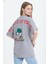 R-5741 Bisiklet Yaka Oversize Arka Kuru Kafa Baskılı T-Shirt 4