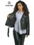 Emery Biker Tarzı Siyah Oversize Kuzu Derisi Kadın Ceket 5