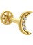 Taşlı Ay Altın Tragus Piercing 14 Ayar Sarı 1