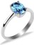 Swarovski Aqumarin Oval Tek Taş Bayan Gümüş Yüzük 1