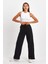 Kadın Mevsimlik Salaş Geniş Rahat Paça Yan Cepli Siyah Eşofman Altı 1