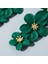 2 Pairs Çok Katmanlı Çiçek Küpe (Dark Green) (Yurt Dışından) 3