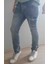 Denim Pamuklu Yırtık Detaylı Normal Bel Fit Cool Jeans Erkek Mavi Kot Pantolon 1