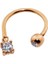 Altın Taş Sallantılı Minimal Yarım Halka Piercing 14 Ayar Rose 1