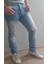 Denim Pamuklu Yırtık Detaylı Normal Bel Fit Cool Jeans Erkek Mavi Kot Pantolon 2