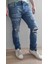 Amırı Denim Pamuklu Yırtık Detaylı Normal Bel Fit Cool Jeans Erkek Mavi Kot Pantolon 1