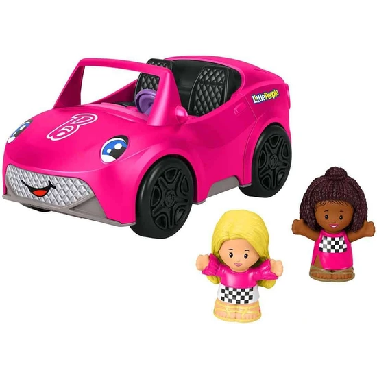 Fisher-Price Little People'Dan Tekerlekli ve Sesli Barbie Üstü Açılır Araba ile 2 Figür Hjn53