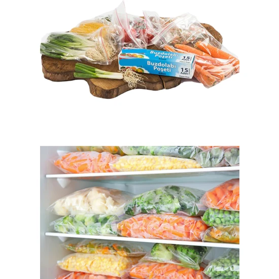 Yok Yok Ambalaj Kilitli Kutulu Buzdolabı Poşeti - Yiyeceklerinizi Güvenle Saklayın Kilitli 3 Kutu Orta Boy